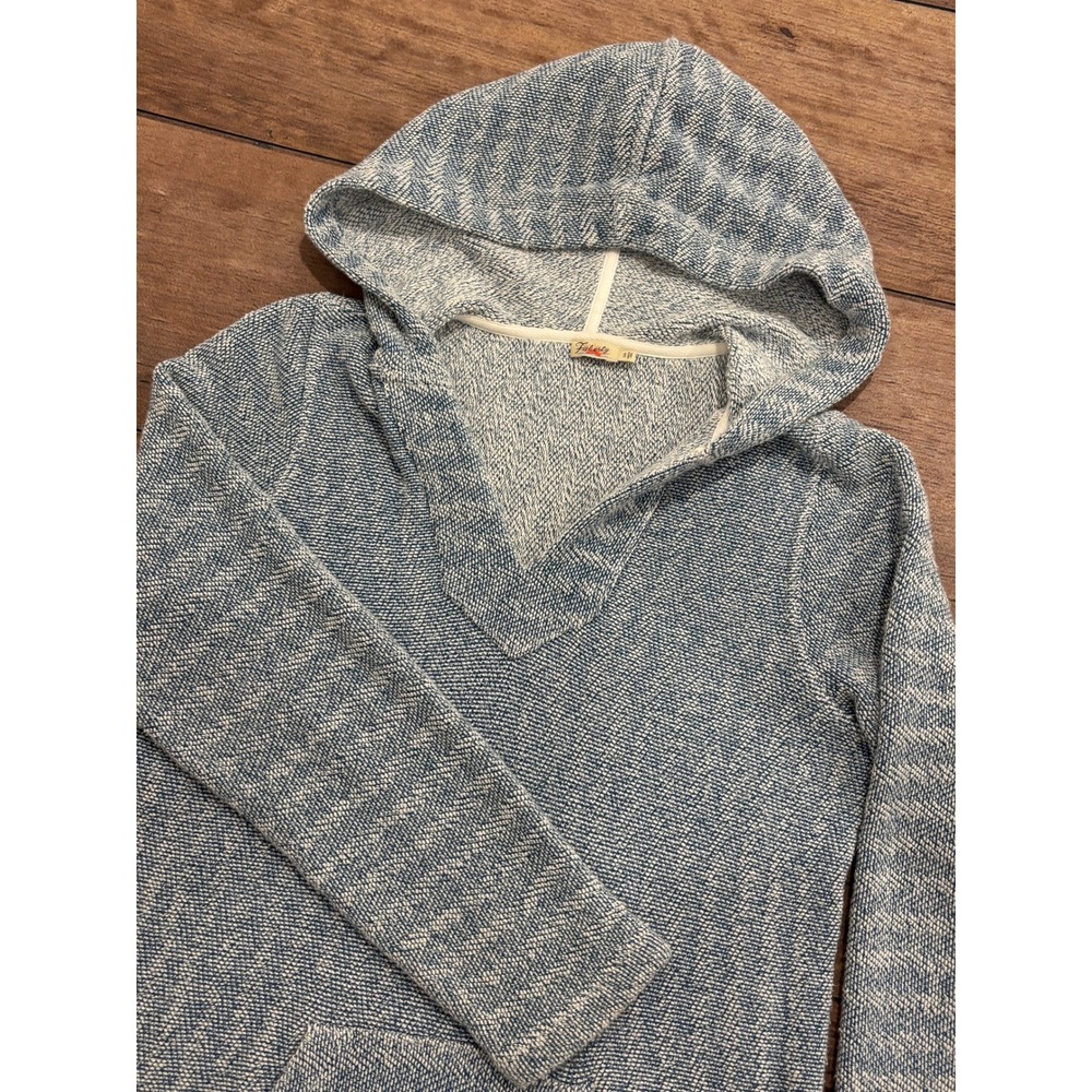 Faherty Brand Women Blue White Herringbone Baja Beach Hoodie Sweater S WK C0012